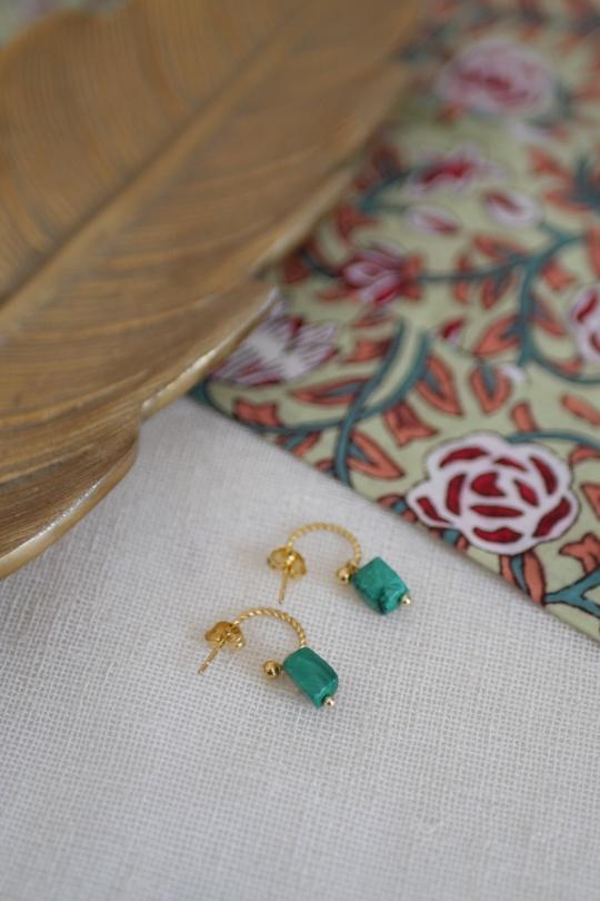 BOUCLES DOREILLES FAME MALACHITE-VERT