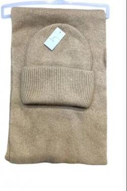 ENSEMBLE ECHARPE + BONNET-BEIGE