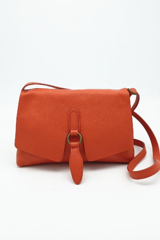 SAC CUIR DE VACHETTE 1231-ORANGE
