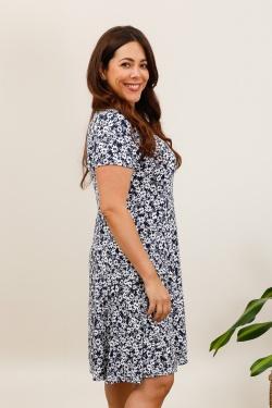 3767-26N FLEURS BLANCHE -BLEU JEAN