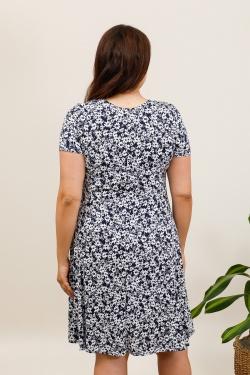 3767-26N FLEURS BLANCHE -BLEU JEAN