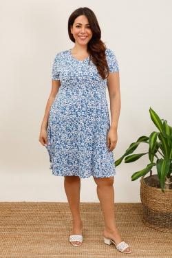 3767-26N FLEURS BLANCHE -BLEU JEAN