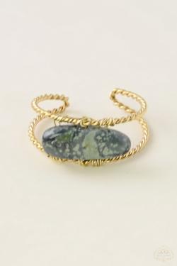 AL0915R-BAGUE AJUSTABLE EN ACIER INOXYDABLE DORÉ-BLEU