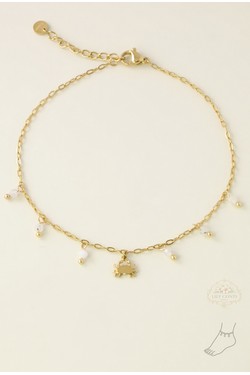 A0928A-Bracelet de cheville en acier inoxydable – pierres & pendentif crabe-VERT