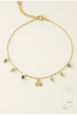 A0928A-Bracelet de cheville en acier inoxydable – pierres & pendentif crabe-VERT