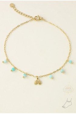 A0928A-Bracelet de cheville en acier inoxydable – pierres & pendentif crabe-VERT