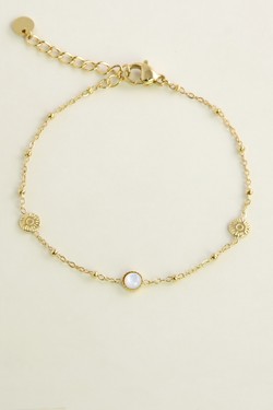 A0850B-10 Bracelet en acier inoxydable doré et nacre-BLANC