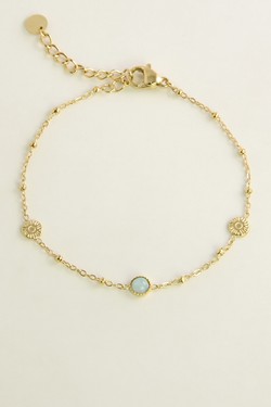 A0850B-Bracelet en acier inoxydable doré et pierre naturelle-VERT FONCÉ