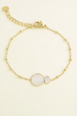 A0436B-Bracelet en acier inoxydable et nacre-BLANC