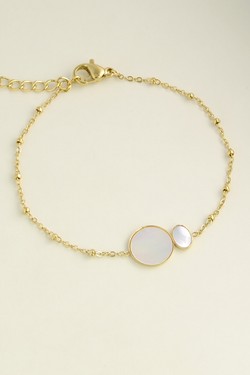 A0436B-Bracelet en acier inoxydable et nacre-BLANC