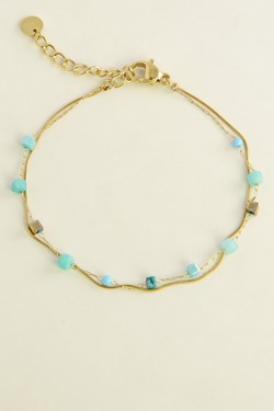 A0888B-N Parure collier et bracelet en acier inoxydable, pierres naturelles-ROUGE