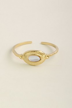 AL0760R-10 Bague ajustable dorée en acier inoxydable et nacre-BLANC