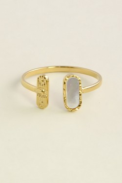 AL0949R-10 Bague ajustable dorée en acier inoxydable et nacre-BLANC