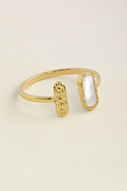 AL0949R-10 Bague ajustable dorée en acier inoxydable et nacre-BLANC