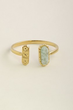 AL0949R-Bague ajustable dorée en acier inoxydable et pierre naturelle-BLEU FONCÉ