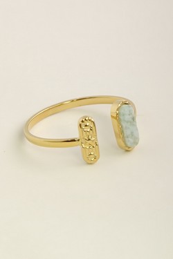 AL0949R-Bague ajustable dorée en acier inoxydable et pierre naturelle-BLEU FONCÉ