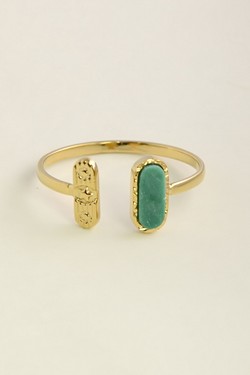 AL0949R-Bague ajustable dorée en acier inoxydable et pierre naturelle-BLEU FONCÉ