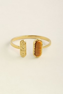 AL0949R-Bague ajustable dorée en acier inoxydable et pierre naturelle-BLEU FONCÉ