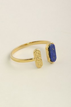 AL0949R-Bague ajustable dorée en acier inoxydable et pierre naturelle-BLEU FONCÉ