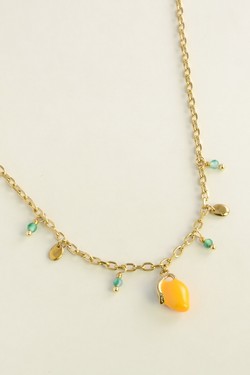 A0920B-N-Parure collier et bracelet en acier inoxydable avec breloque mangue-JAUNE