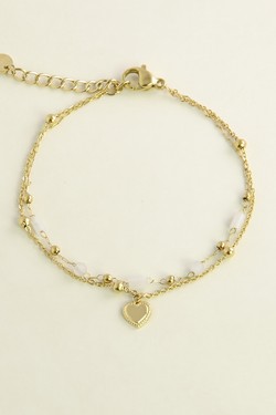 A0891B-N Parure collier et bracelet dorés en acier inoxydable avec pierres naturelles-BLEU FONCÉ