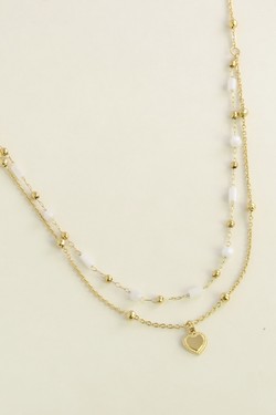 A0891B-N Parure collier et bracelet dorés en acier inoxydable avec pierres naturelles-BLEU FONCÉ