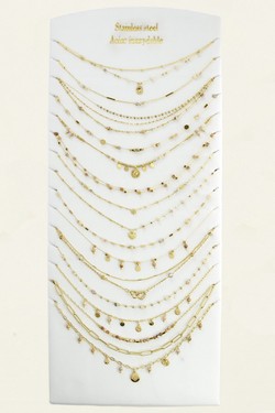 131-8 Lot de 15 colliers assortis en acier inoxydable-BEIGE