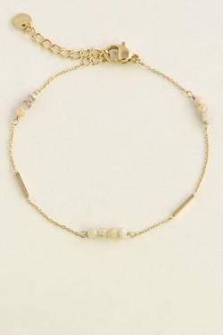 A0876B-Bracelet doré en acier inoxydable et pierres naturelles-BLEU FONCÉ