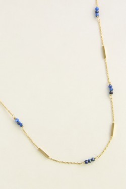 A0876N-Collier doré en acier inoxydable et pierres naturelles-TUQUOISE