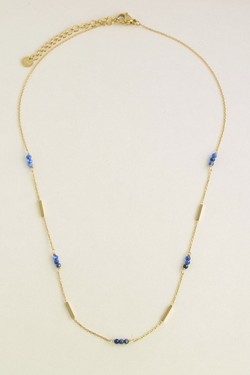 A0876N-Collier doré en acier inoxydable et pierres naturelles-TUQUOISE