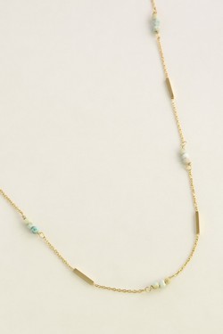 A0876N-Collier doré en acier inoxydable et pierres naturelles-TUQUOISE