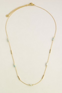 A0876N-Collier doré en acier inoxydable et pierres naturelles-TUQUOISE