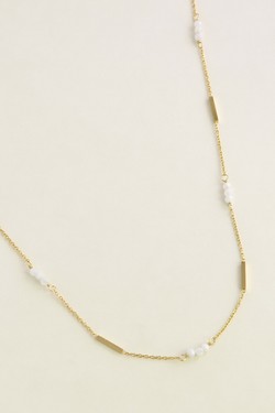 A0876N-Collier doré en acier inoxydable et pierres naturelles-TUQUOISE