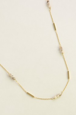 A0876N-Collier doré en acier inoxydable et pierres naturelles-TUQUOISE