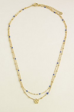 A0835B-N-Parure dorée en acier inoxydable avec chaîne émaillée et pierre naturelle-FUCHSIA