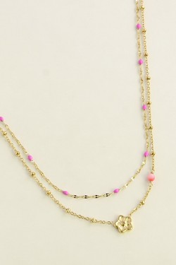 A0835N-Collier doré en acier inoxydable avec chaîne émaillée et pierre naturelle-VERT
