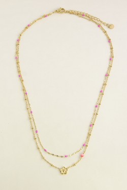 A0835N-Collier doré en acier inoxydable avec chaîne émaillée et pierre naturelle-VERT