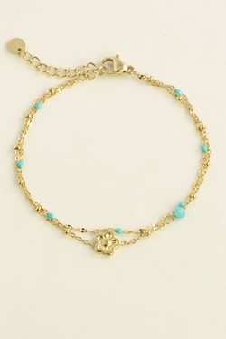 A0835B-Bracelet doré en acier inoxydable avec chaîne émaillée et pierre naturelle-BLEU FONCÉ