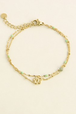 A0835B-Bracelet doré en acier inoxydable avec chaîne émaillée et pierre naturelle-BLEU FONCÉ