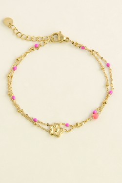 A0835B-Bracelet doré en acier inoxydable avec chaîne émaillée et pierre naturelle-BLEU FONCÉ