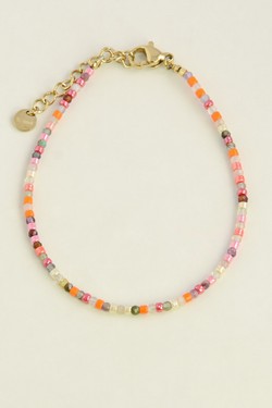 A0900B-N Parure en acier inoxydable doré et perles rocailles-ORANGE