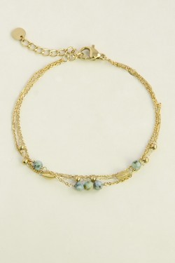 AL0788B-Bracelet 3 rangs doré en acier inoxydable et pierres facettées-VERT FONCÉ