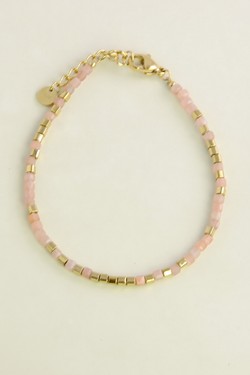 AL0700B-Bracelet doré en acier inoxydable avec pierres-BLEU FONCÉ