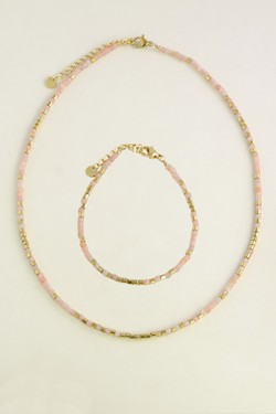 AL0700B-Bracelet doré en acier inoxydable avec pierres-BLEU FONCÉ
