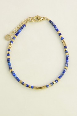 AL0700B-Bracelet doré en acier inoxydable avec pierres-BLEU FONCÉ