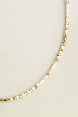 AL0700N-Collier doré en acier inoxydable avec pierres-NOIR