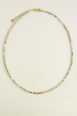 AL0700N-Collier doré en acier inoxydable avec pierres-NOIR