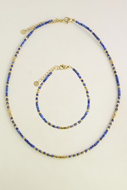 AL0700N-Collier doré en acier inoxydable avec pierres-NOIR