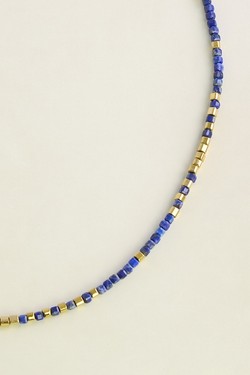 AL0700B-N Parure dorée en acier inoxydable avec pierres-BLEU FONCÉ