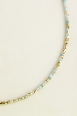 AL0700B-N Parure dorée en acier inoxydable avec pierres-BLEU FONCÉ